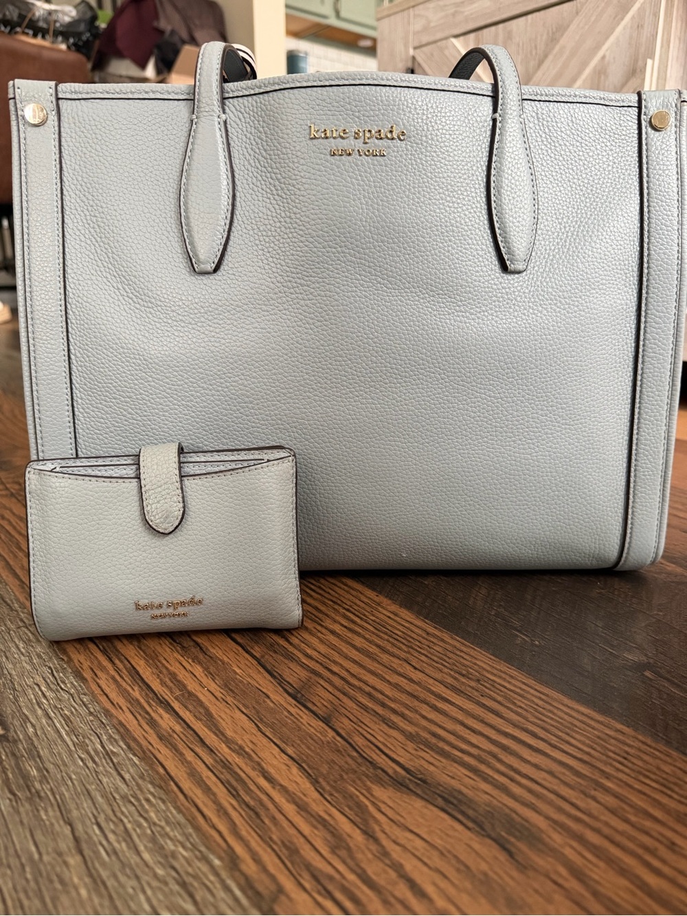 Kate Spade ♠️ Light Blue Leather Tote with Matching Wallet